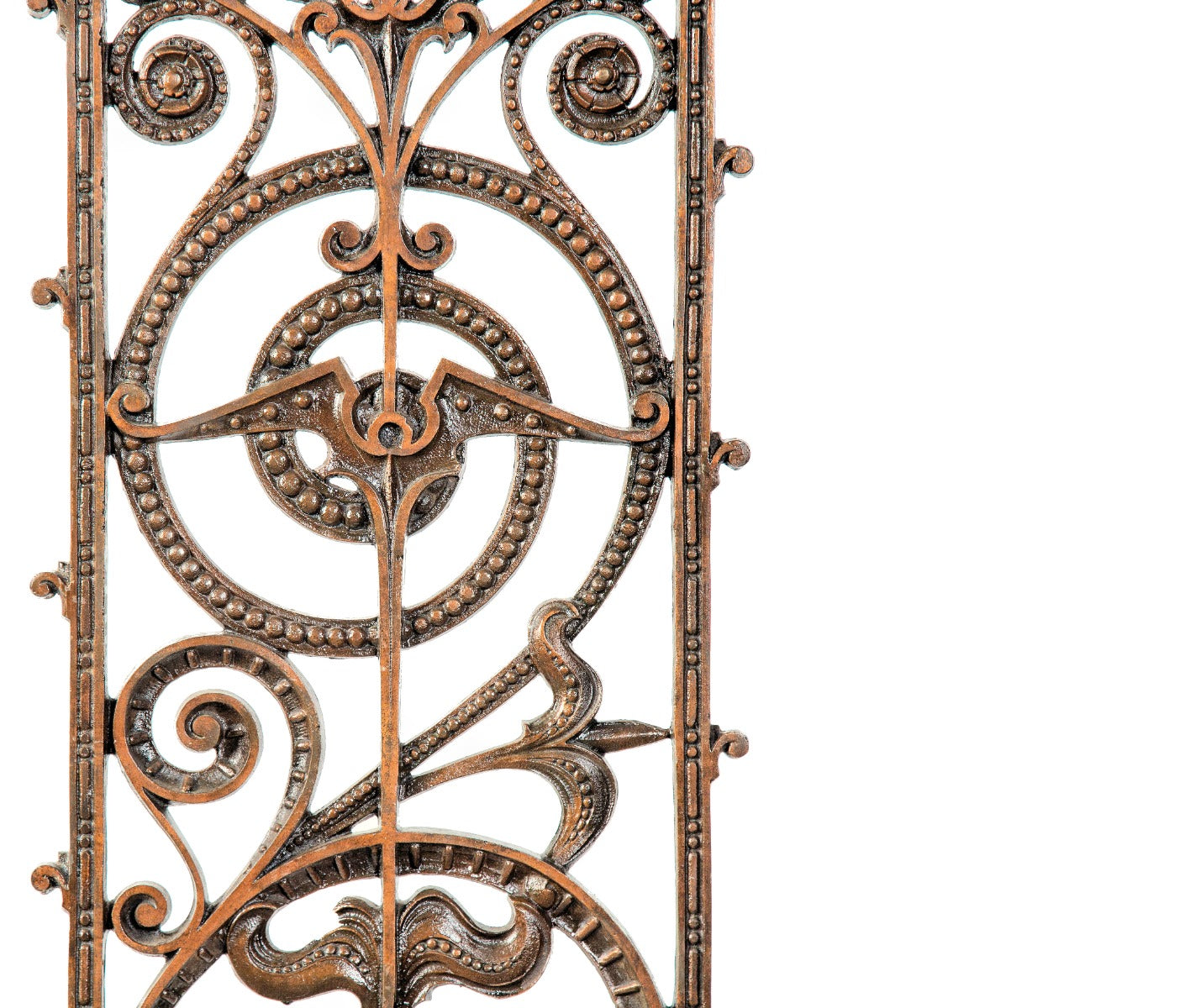 original late 19th century interior copper-plated ornamental cast iron manhattan building elevator grille