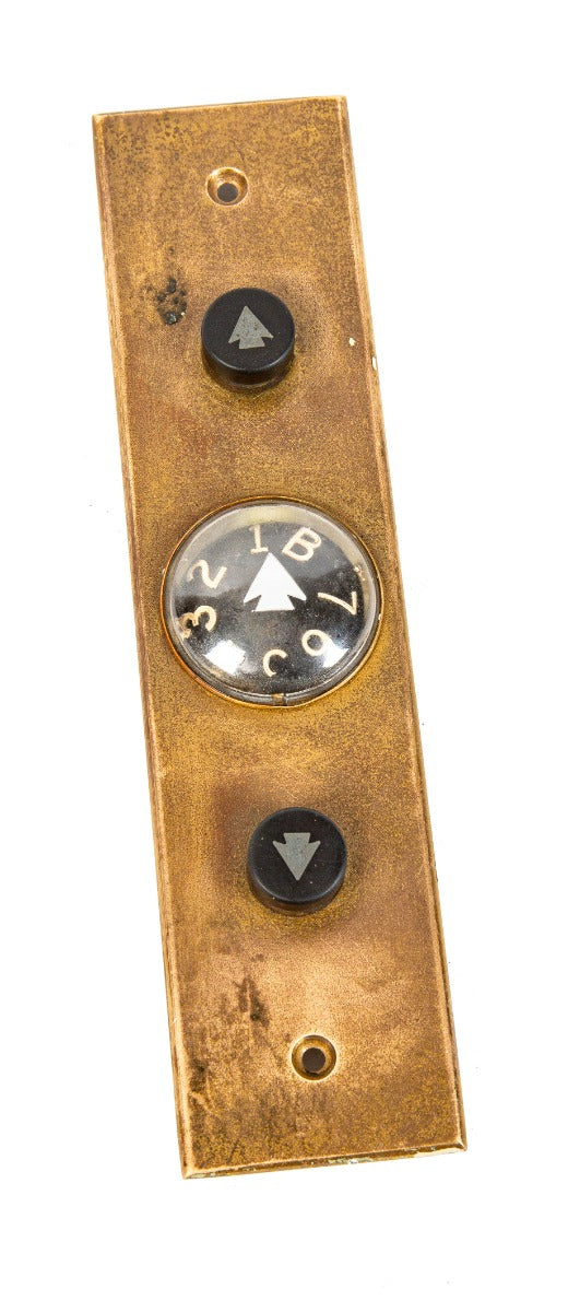 unusual early 20th century salvaged chicago cast bronze elevator push button wall plaque with integrated floor indicator