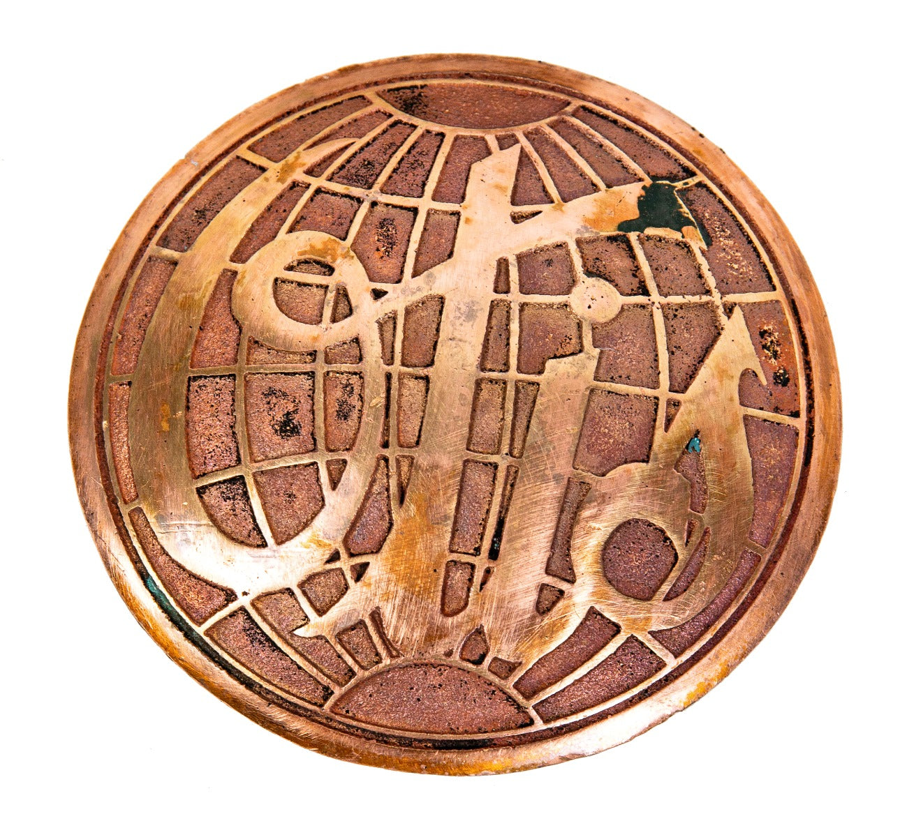 original oversized ornamental cast bronze single-sided emblematic wrigley building otis elevator motor plaque