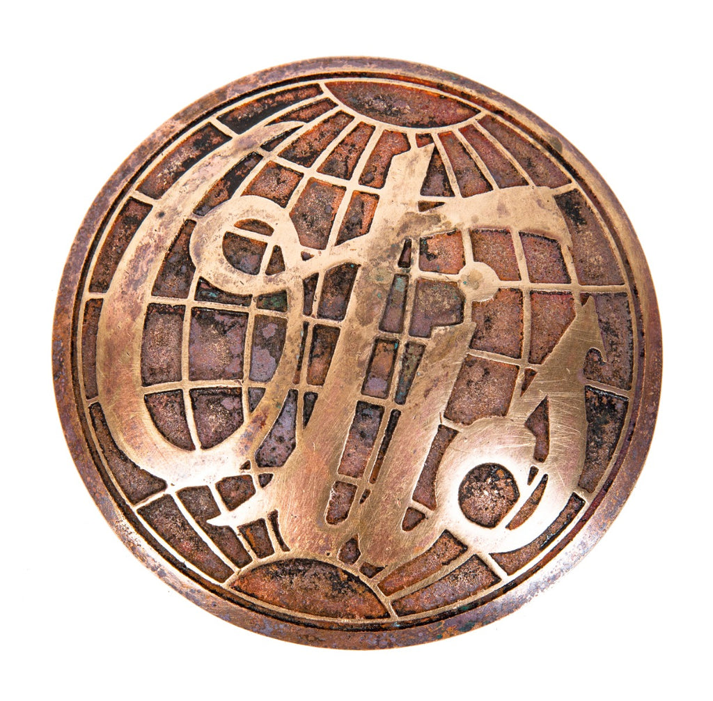 one of two matching original early 20th century wrigley building otis elevator building cast bronze emblematic motor plaques