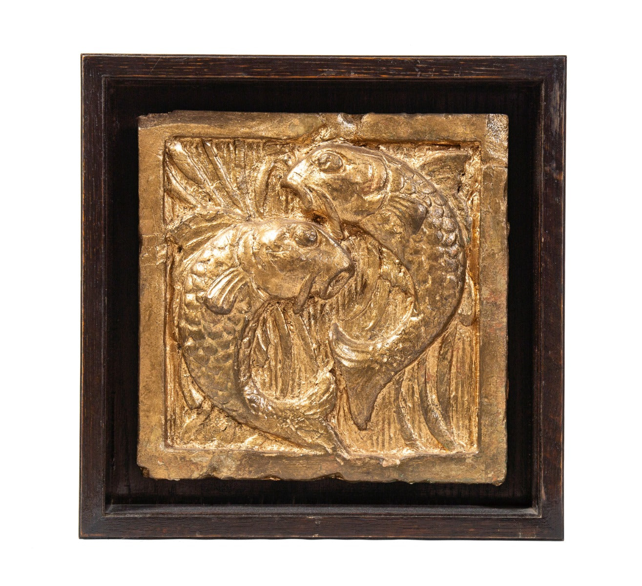 rare j.e.o. pridmore-designed nortown theater interior second floor lobby cast plaster koi fish panel