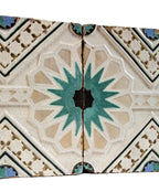 four matching 1920's salvaged chicago moorish revival building glazed polychrome terra cotta panels with repeating design motfis