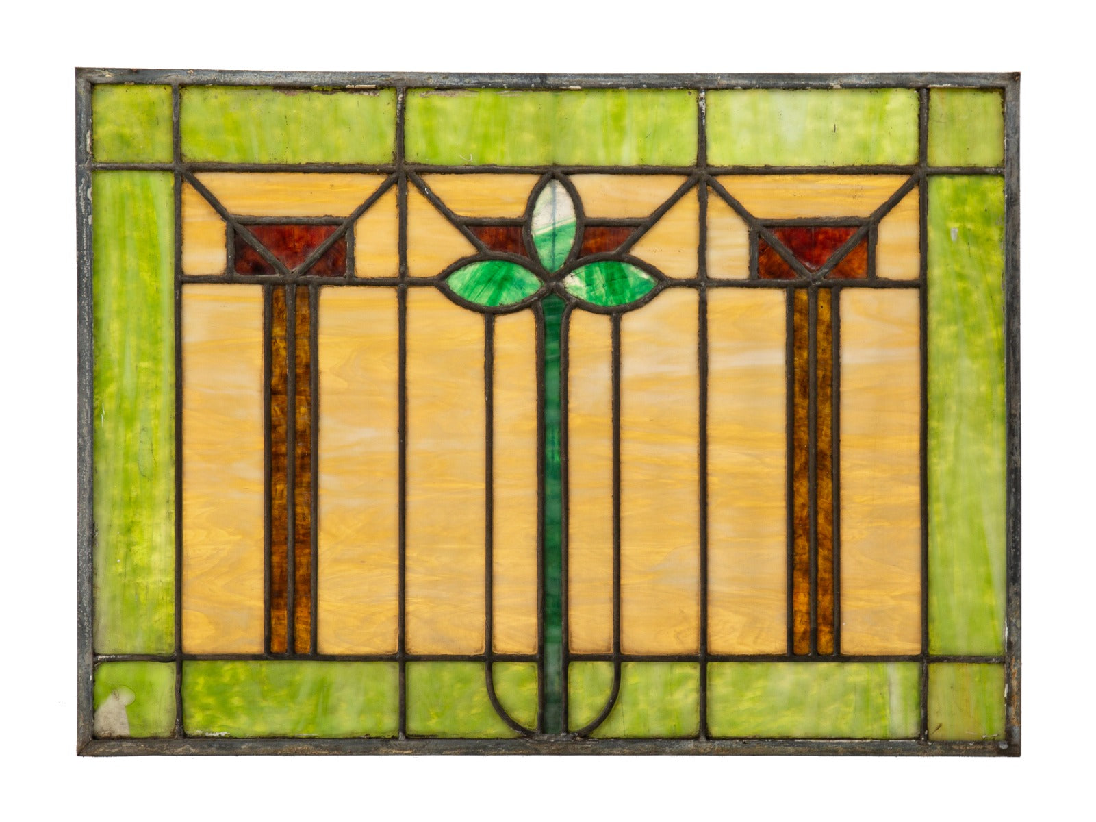 single early 20th century richly colored interior residential stained glass transom window