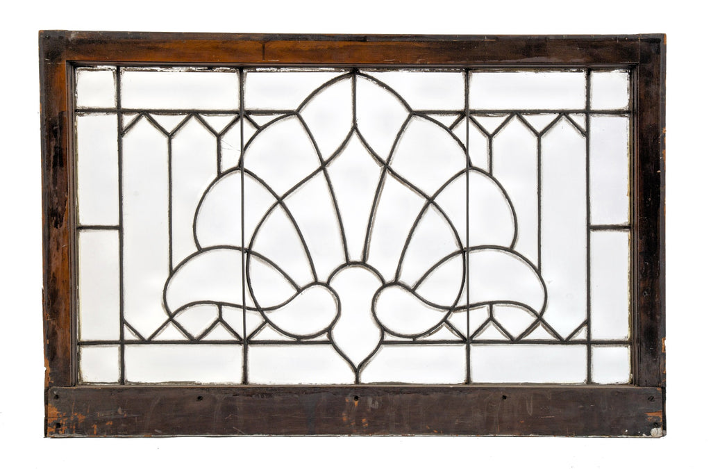 late 19th or early 20th century salvaged chicago american victorian-era beveled glass leaded window with intact wood sash frame