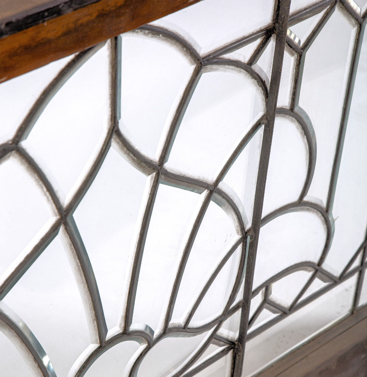 late 19th or early 20th century salvaged chicago american victorian-era beveled glass leaded window with intact wood sash frame