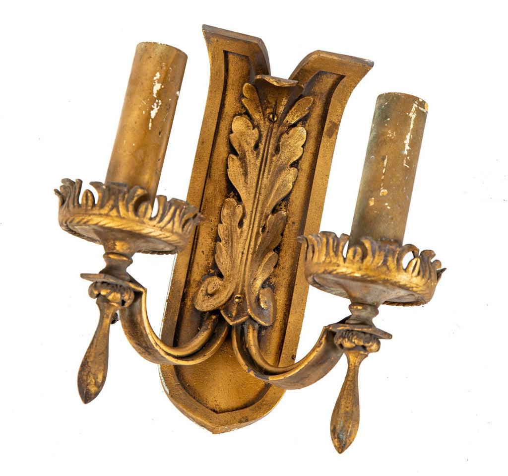 single logan square masonic temple interior double arm electric ornamental cast bronze wall sconce with original finish