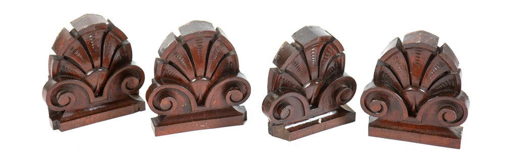 four matching historically important early 20th century e.f. lasar mansion carved mahogany wood palmette endcaps