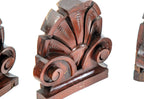 four matching historically important early 20th century e.f. lasar mansion carved mahogany wood palmette endcaps