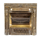 rare and exceptional all original 19th century brass-plated ornamental cast iron dawson brothers fireplace gas insert