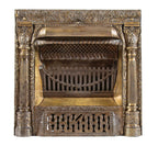 rare and exceptional all original 19th century brass-plated ornamental cast iron dawson brothers fireplace gas insert