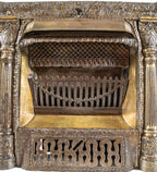 rare and exceptional all original 19th century brass-plated ornamental cast iron dawson brothers fireplace gas insert