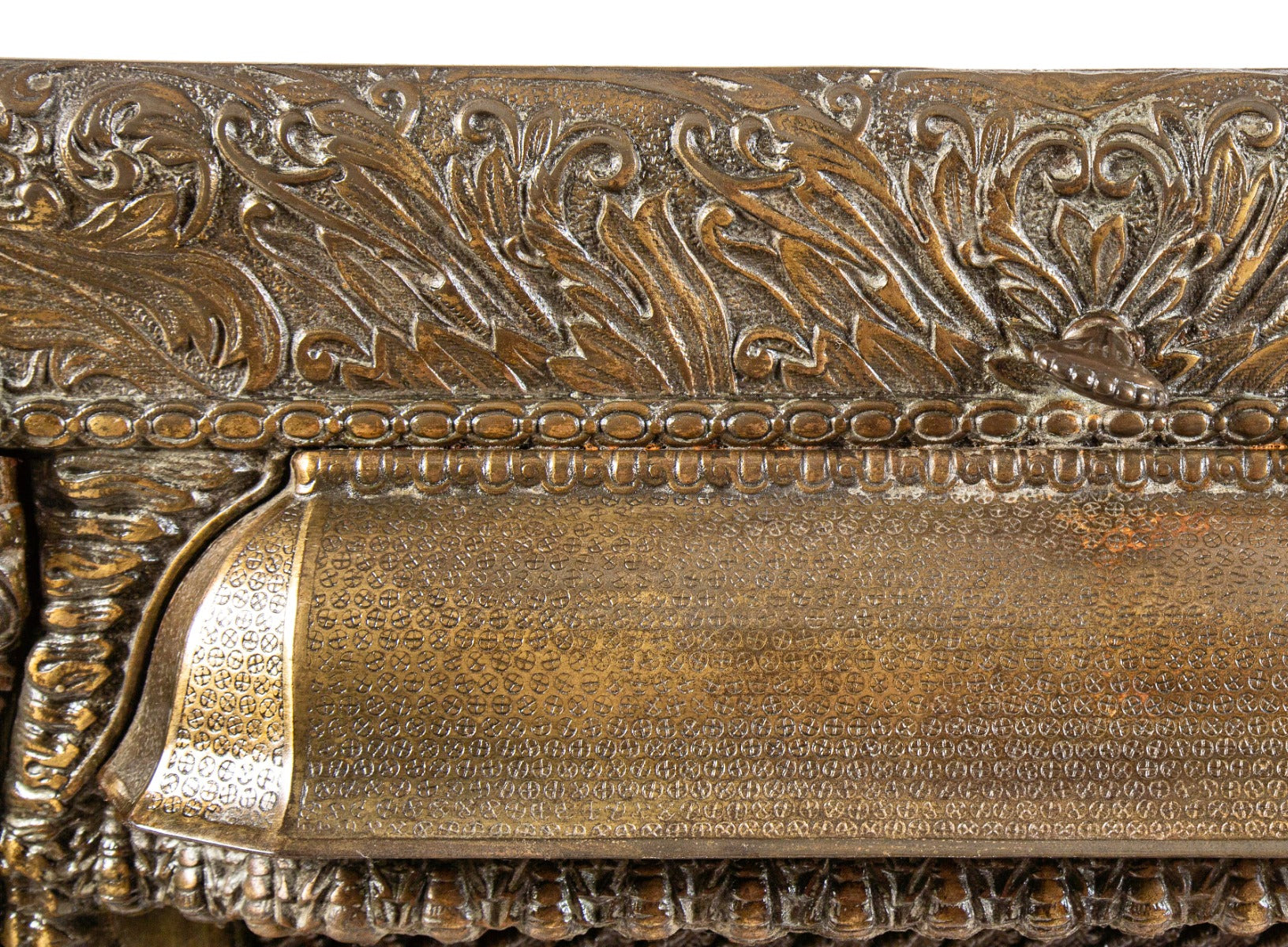 rare and exceptional all original 19th century brass-plated ornamental cast iron dawson brothers fireplace gas insert