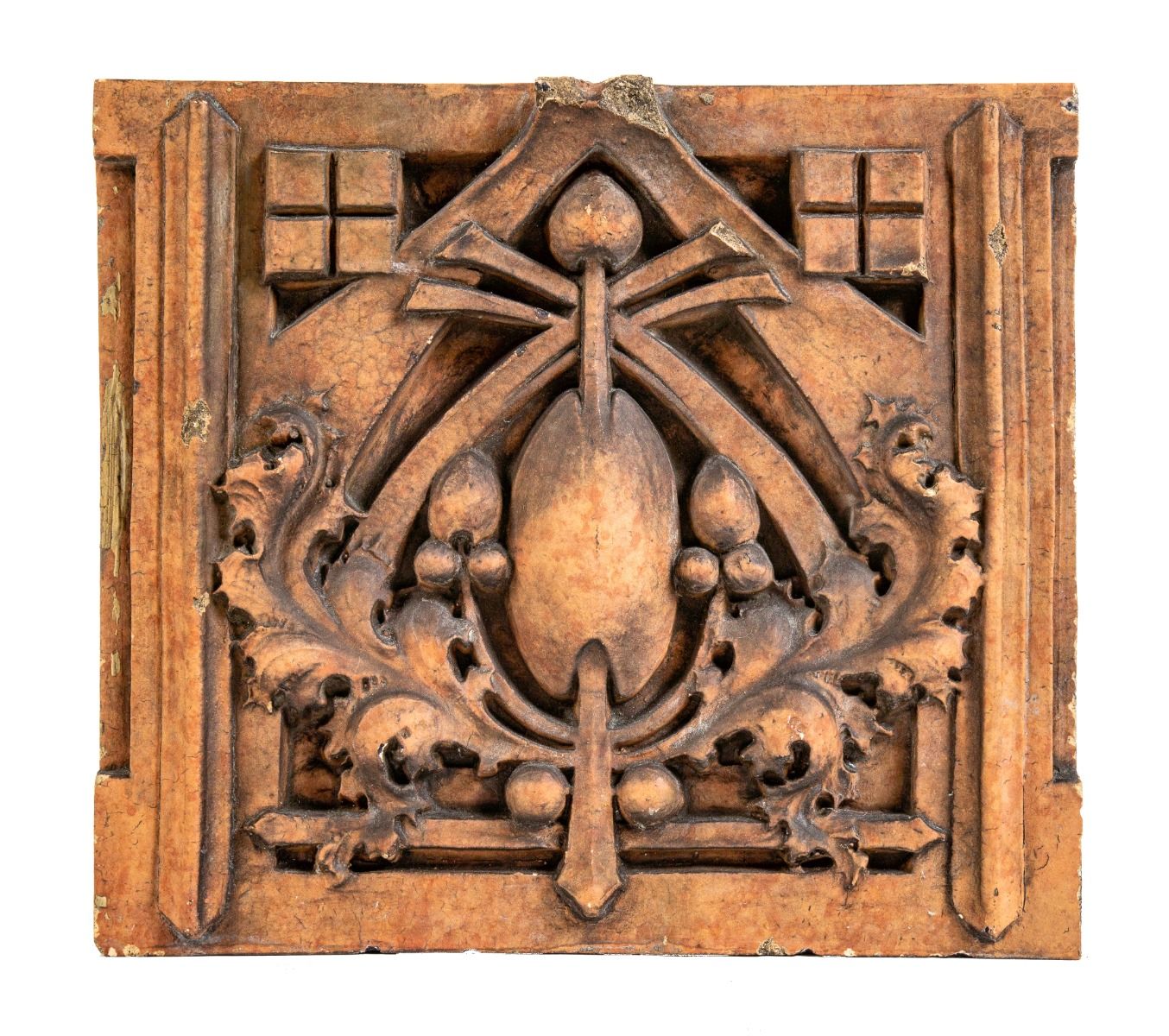 museum-quality 1936 george grant elmslie-designed thomas a. edison school glazed terra cotta