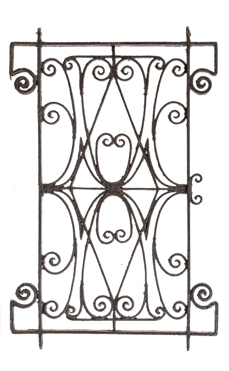 exceptional oversized 19th century salvaged chicago black enameled wrought iron residential window grille