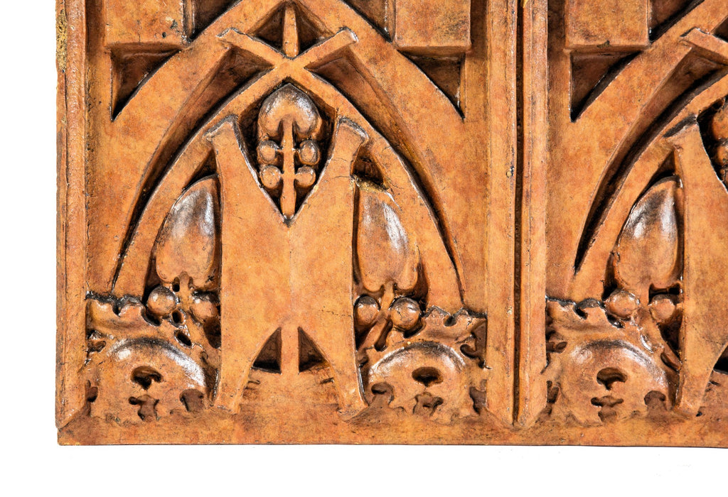 original george grant elmslie-designed sullivanesque slip glazed terra cotta salvaged from thomas edison school