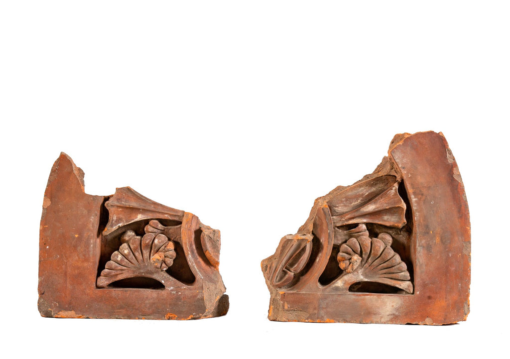 original early louis sullivan-designed exterior rosenfeld building (1881) red slip terra cotta lunette fragments