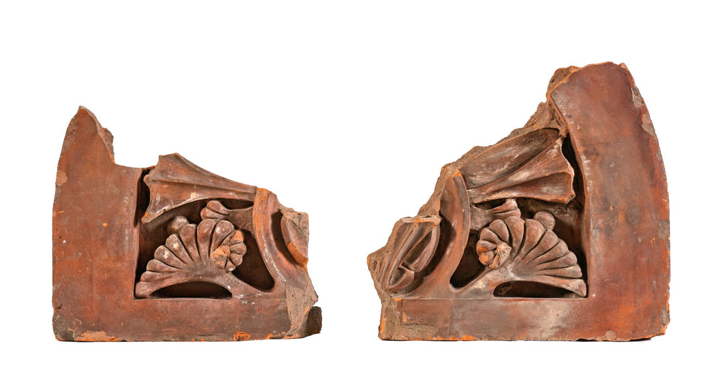 original early louis sullivan-designed exterior rosenfeld building (1881) red slip terra cotta lunette fragments