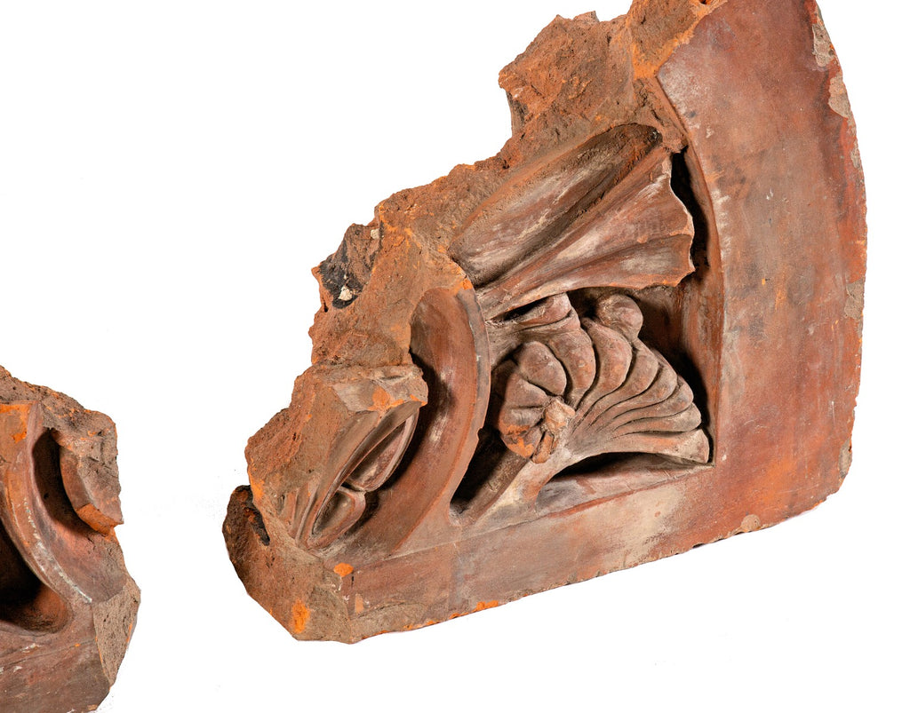 original early louis sullivan-designed exterior rosenfeld building (1881) red slip terra cotta lunette fragments