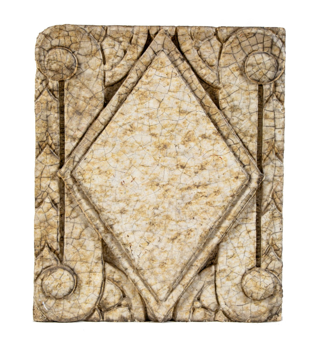 original c. 1931 historically important speckled glazed nortown theater terra cotta art deco ornament