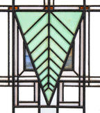 one of two matching strongly geometric early 20th century prairie style art glass window in the manner of george grant elmslie