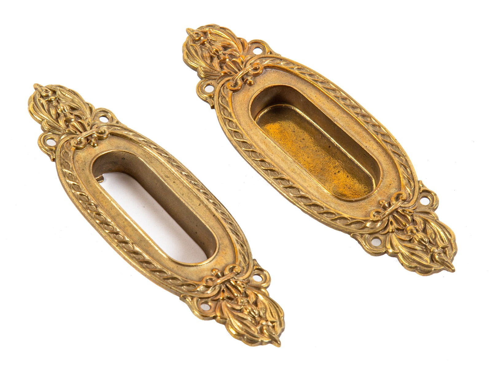 matching set of polished early 20th cast brass interior residential window sash pulls or lifts by yale and towne