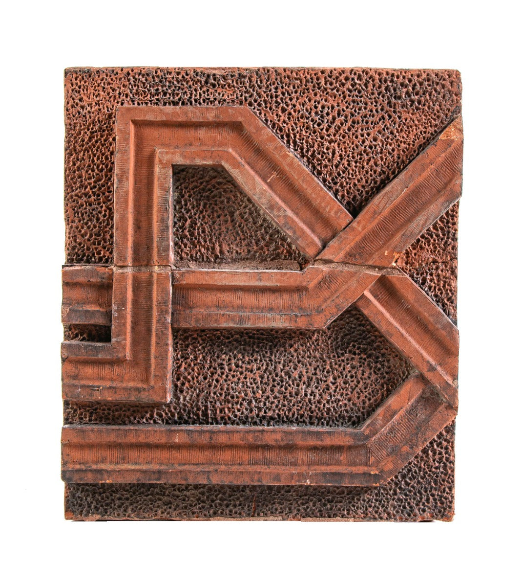 original 19th century red slip glazed 1880s presbyterian hospital terra cotta panel designed by daniel a. jones