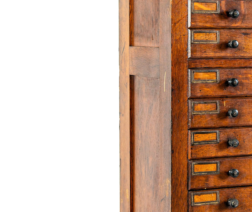 rare early 20th century original and intact woodruff quartered oak wood oversized filing/document cabinet