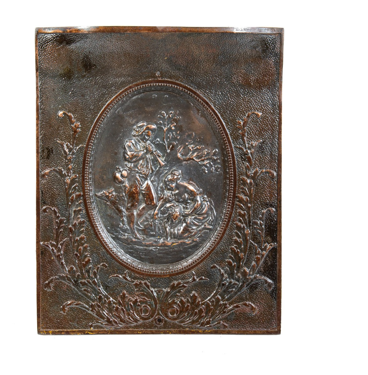 original 19th century salvaged chicago w.l. sharp & sons ornamental cast iron figural fireplace summer cover