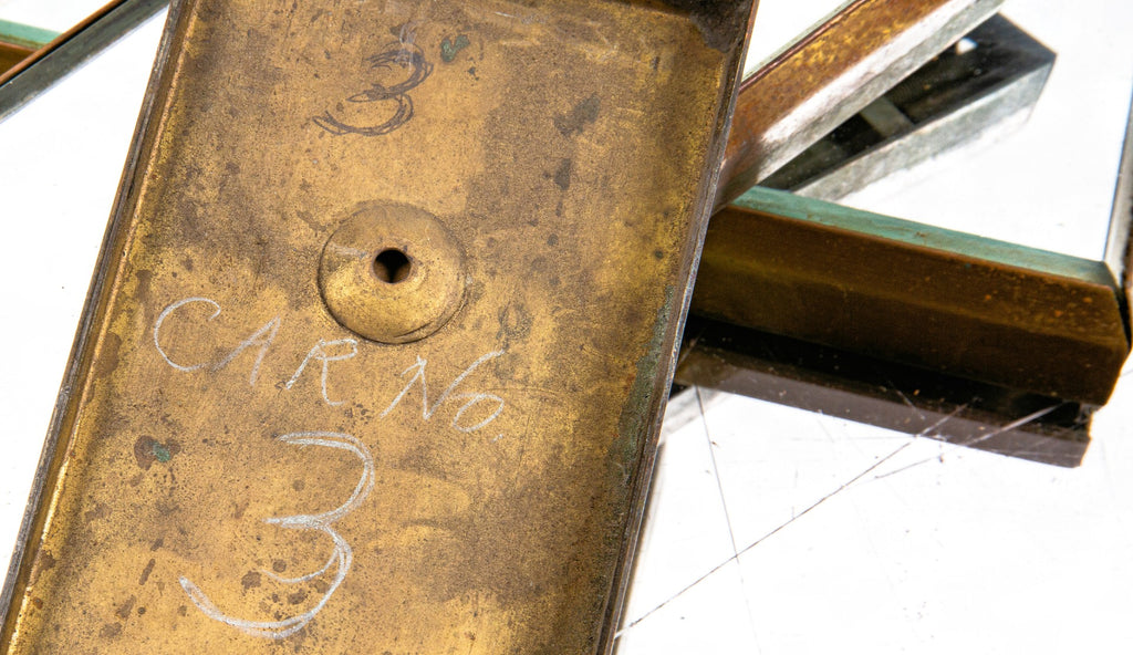 group of matching original civic opera house or building interior passenger elevator operator wall-mounted mirrors