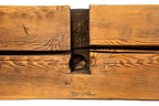 original old growth pine wood john kent russell house (1855) heavily notched sill plate