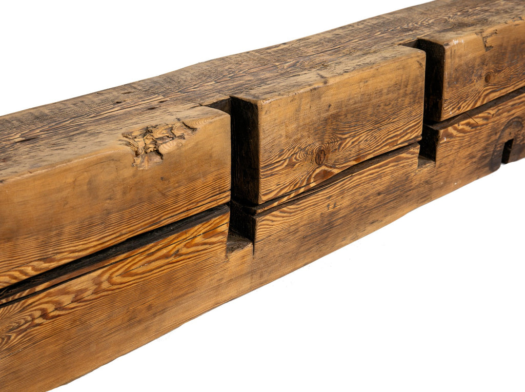 original old growth pine wood john kent russell house (1855) heavily notched sill plate