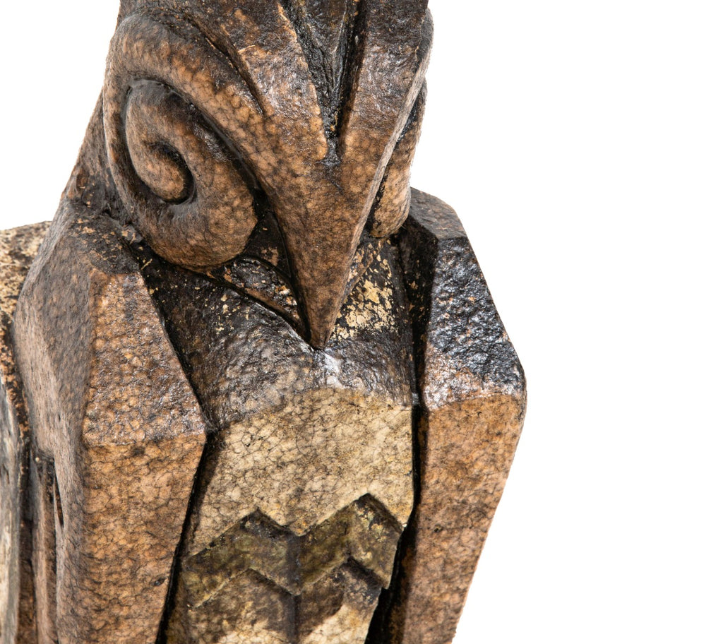 original 1929 american art deco style salvaged chicago richman brothers polychromed terra cotta figural owl
