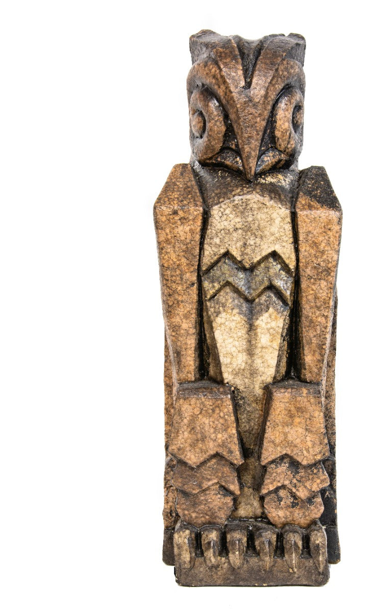 original 1929 american art deco style salvaged chicago richman brothers polychromed terra cotta figural owl