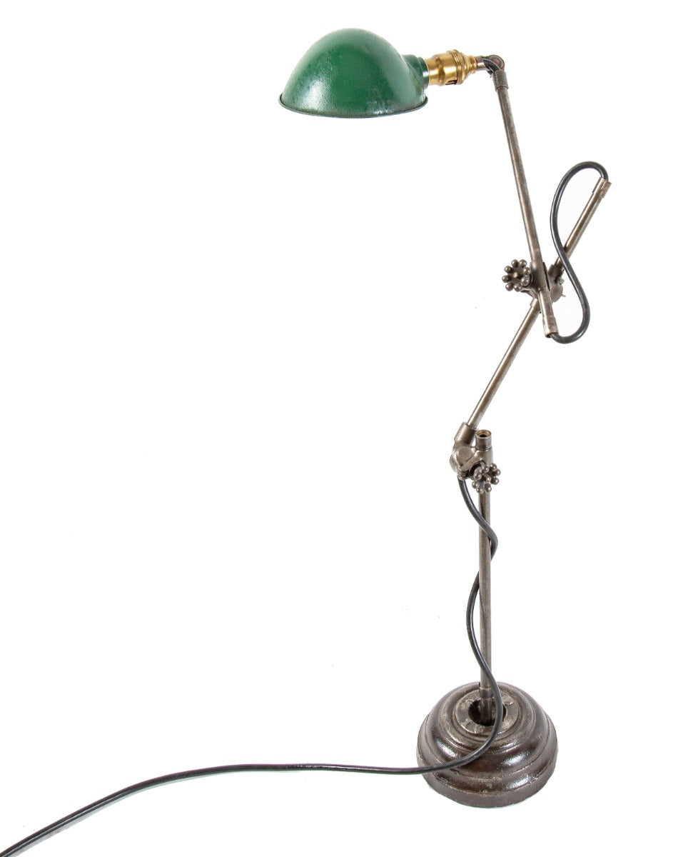 early 20th century american industrial refinished o.c. white kuckle-joint adjustable table or desk lamp