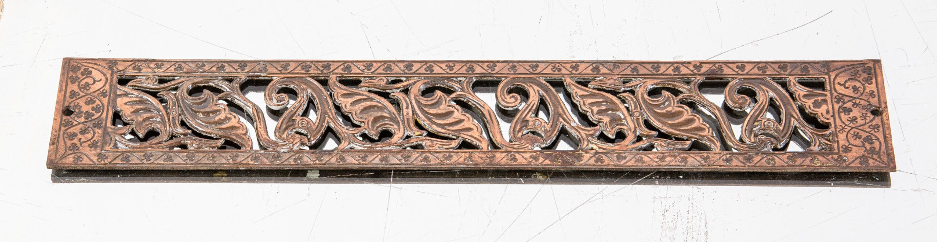 19th century original antique american victorian-era copper-plated cast iron dawson brothers gas insert grille