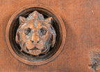 rare 1890s kristian schneider-designed ywca exterior red glazed terra cotta figural lionhead panel