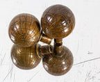 matching set of original 19th century st. paul globe building interior office door cast brass handles with nicely aged surface patina