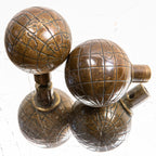 matching set of original 19th century st. paul globe building interior office door cast brass handles with nicely aged surface patina