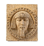 original 1928 exterior egyptian-revival style mottled finish terra cotta pharaoh head salvaged from knights of pythias building
