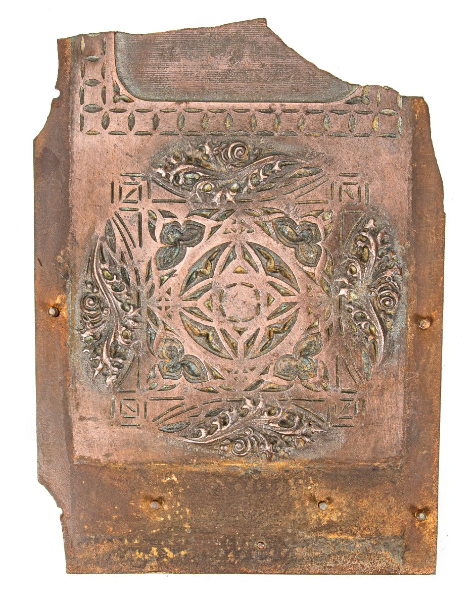 louis h. sullivan-designed copper-plated ornamental cast iron chicago stock exchange building elevator pilaster panel fragment