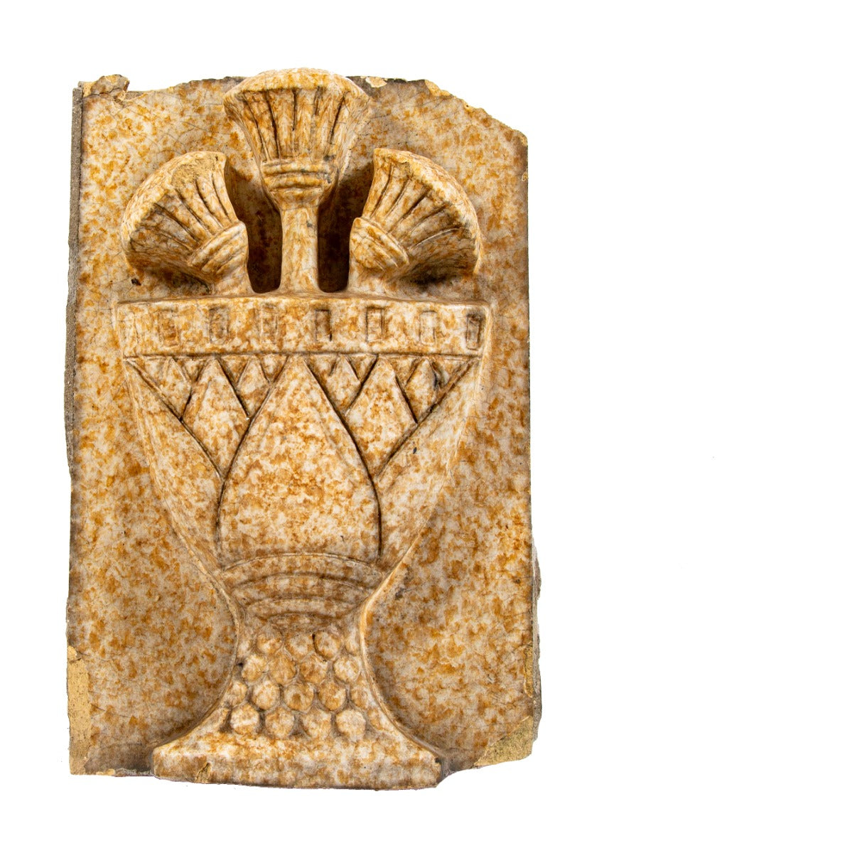 historically important walter bailey-designed lotus with vase terra cotta salvaged from the knights of pythias temple