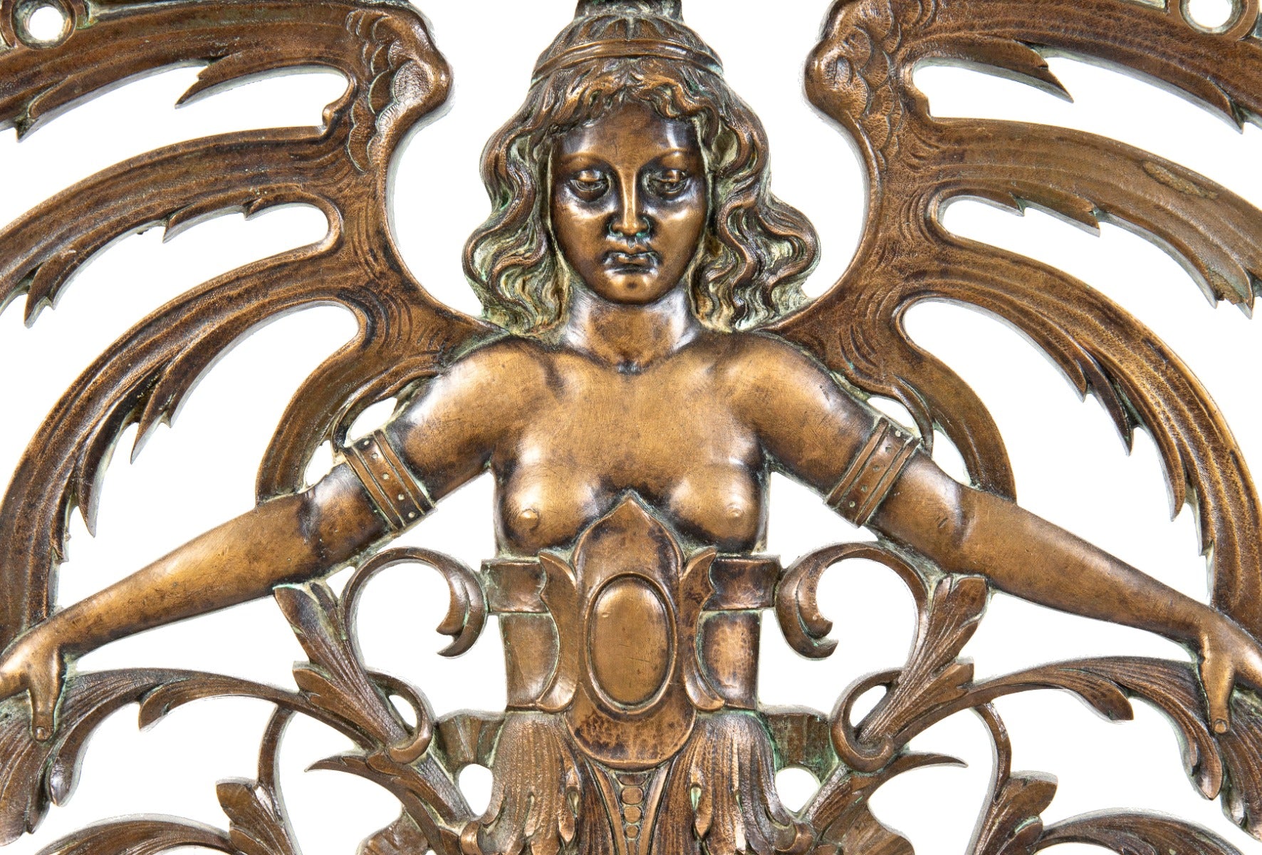 historically important early 20th century ornamental cast bronze interior new york city grand central terminal figural wall-mount air ventilation grille or cover