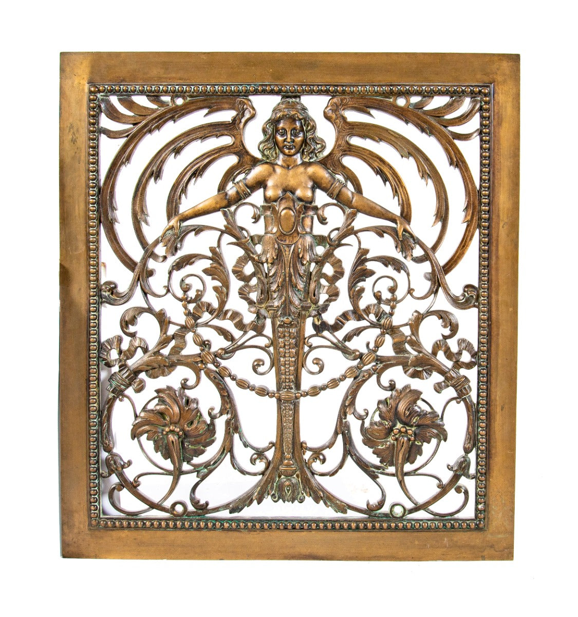 historically important early 20th century ornamental cast bronze interior new york city grand central terminal figural wall-mount air ventilation grille or cover