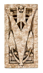 william l. steele-designed speckled glazed "sullivanesque" exterior building terra cotta ornament with distinctive v-shape