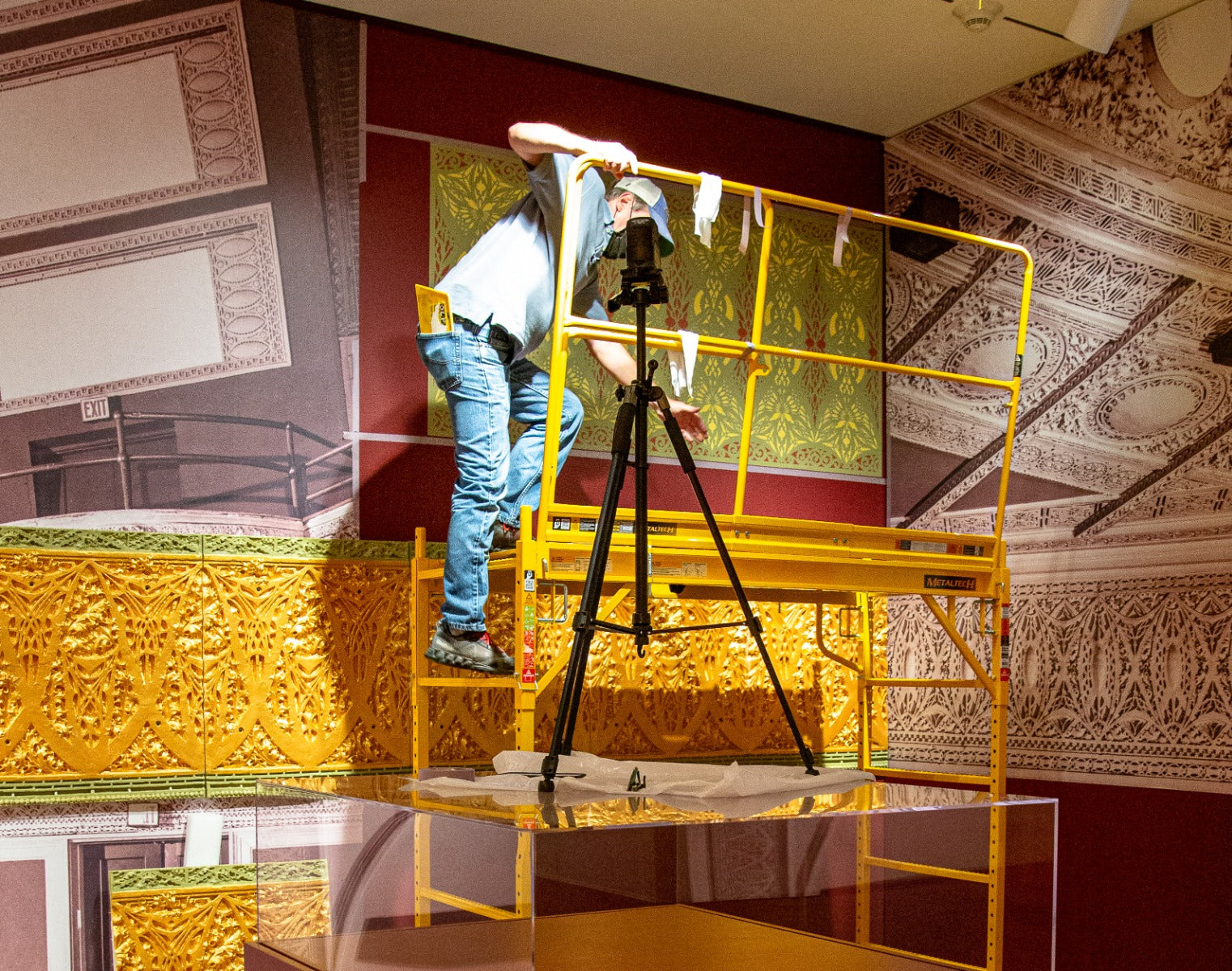 hand-painted polychromed stencil on canvas recreated for exhibit on adler and sullivan's 1892 schiller building or garrick theater