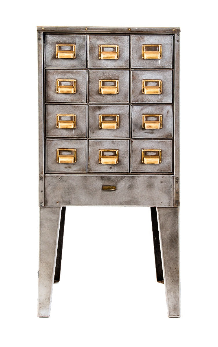highly sought after early 20th century "steel age" commercial office building freestanding filing drawer cabinet