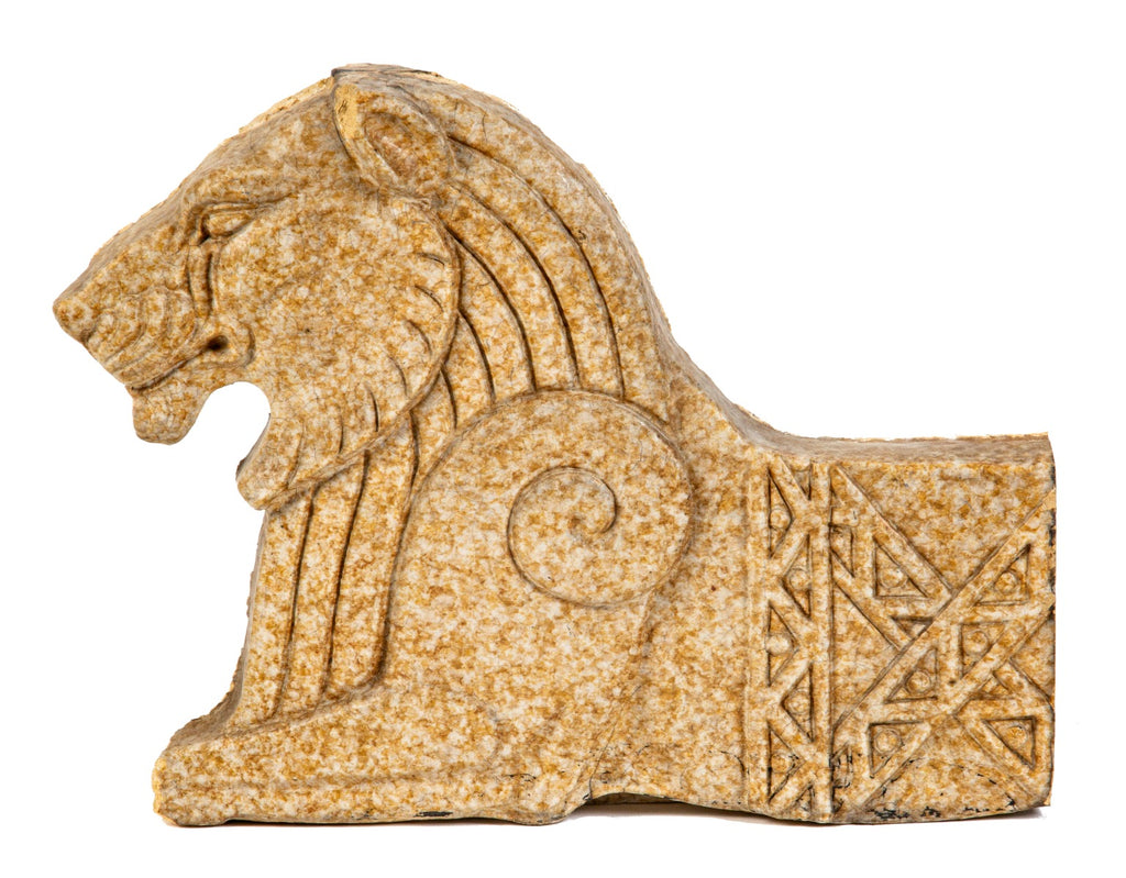 historically important walter t. bailey-designed 1920s egyptian revival style speckled glaze finish figural lion