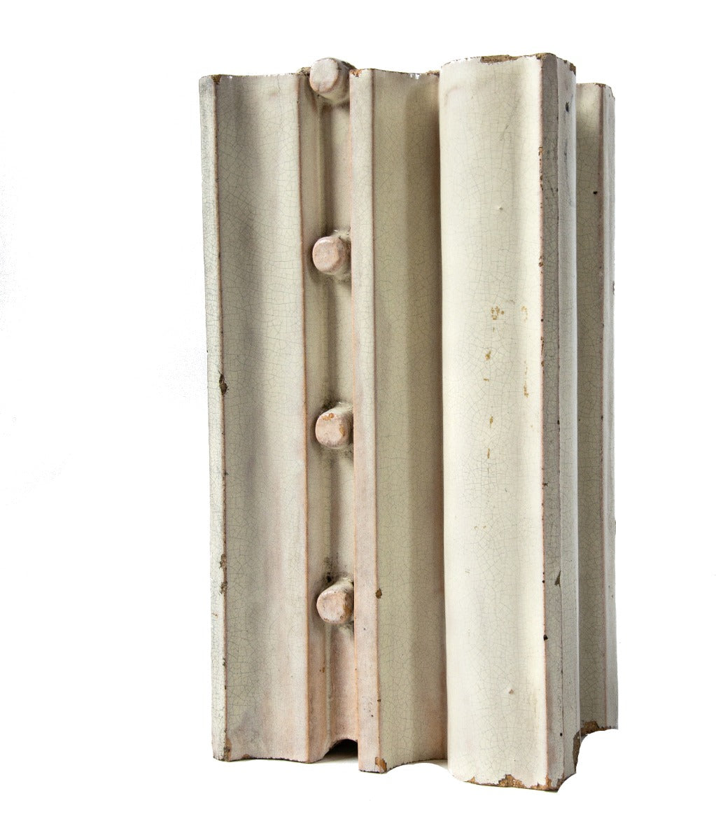 historically important 19th century white glazed reliance building terra cotta with allover crazed finish