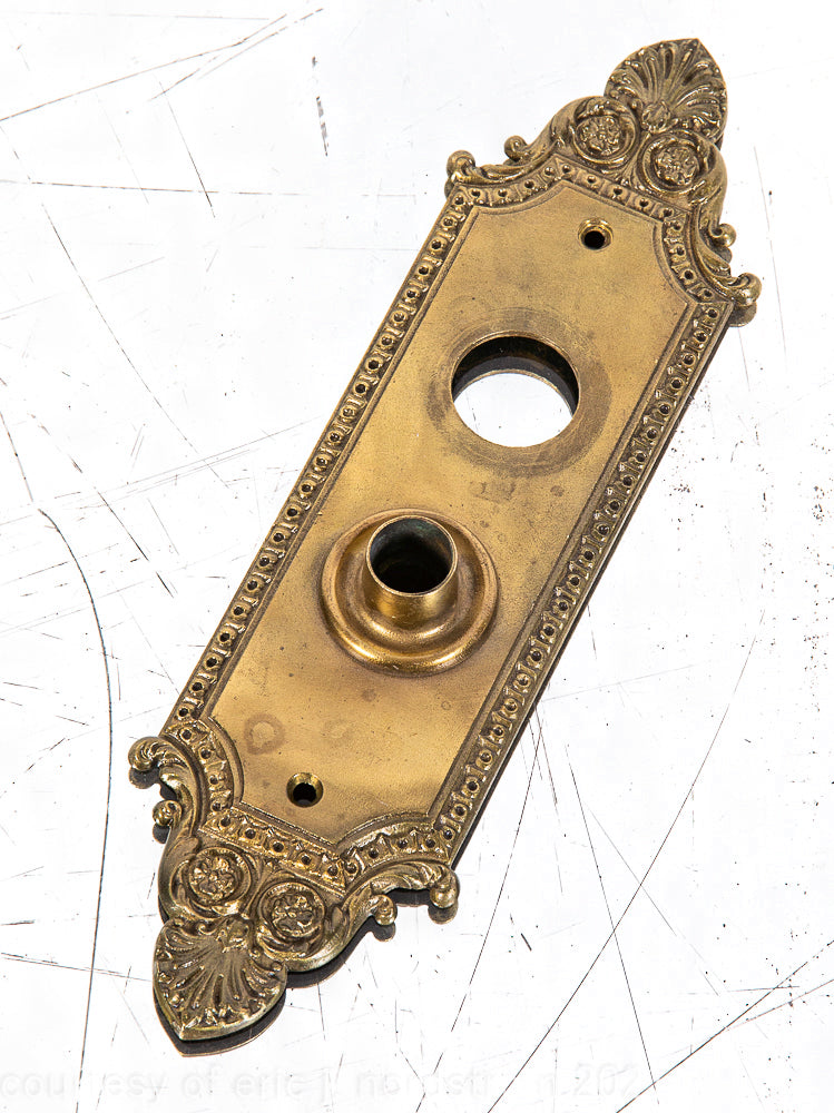 oversized ornamental cast bronze "geneva" pattern neoclassical style residential entrance door backplate