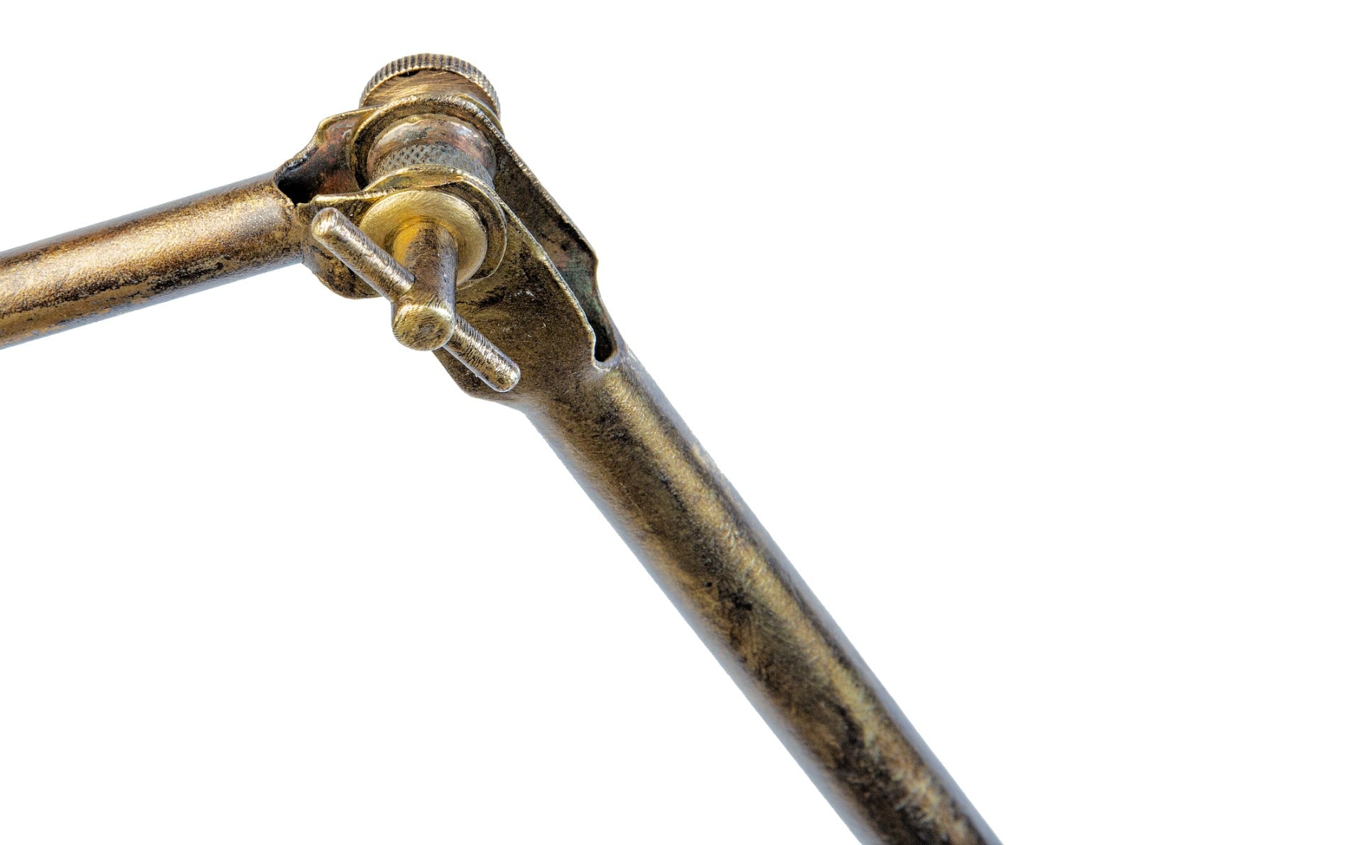 rare c. 1901 early electric american factory hinged cast iron "no. 5" faries bracket lamp with original tubular brass extension arm